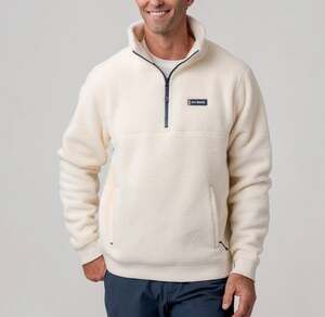 Rhoback Summit Fleece Pullover ivory sherpa fleece quarter zip mock neck size L
